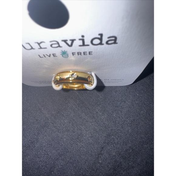 Puravida Mental Health Awareness Fidget Ring Gold Tone sz 4 - Picture 4 of 4
